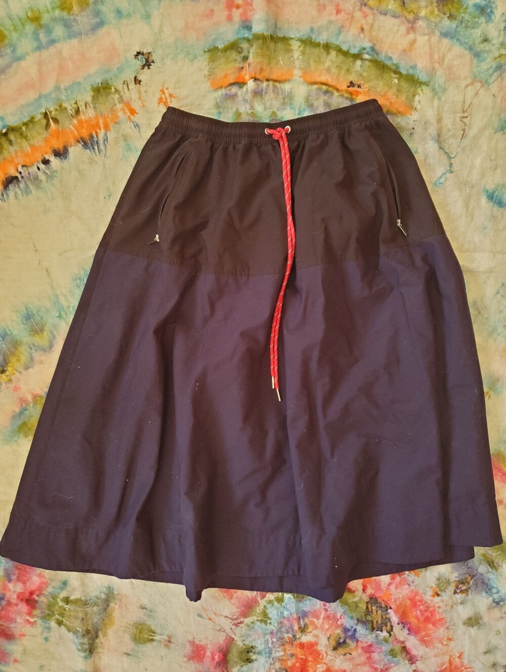 Free Assembly Women's Two-Tone Navy and Black Drawstring Skirt